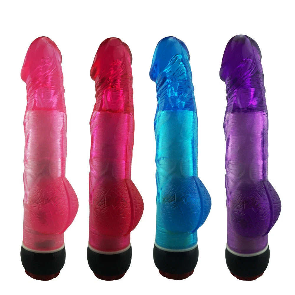 Vibrating Dildo 8 Inch Multi Speed Jelly Silicone Vibrator Waterproof Clitoral Stimulator