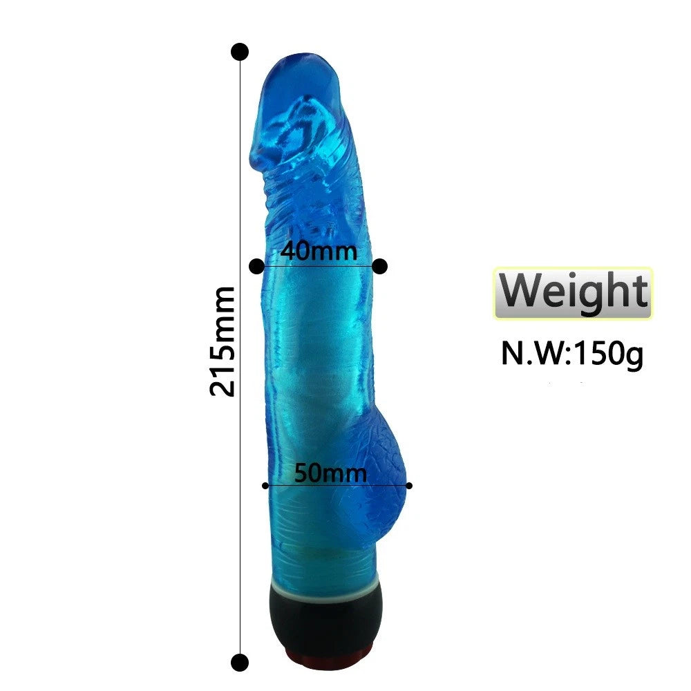 Vibrating Dildo 8 Inch Multi Speed Jelly Silicone Vibrator Waterproof Clitoral Stimulator