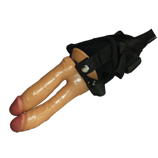 Double Ended Strap-On Dildo - Dual Stimulation Silicone Strapon - Waterproof Lesbian Couples Toy