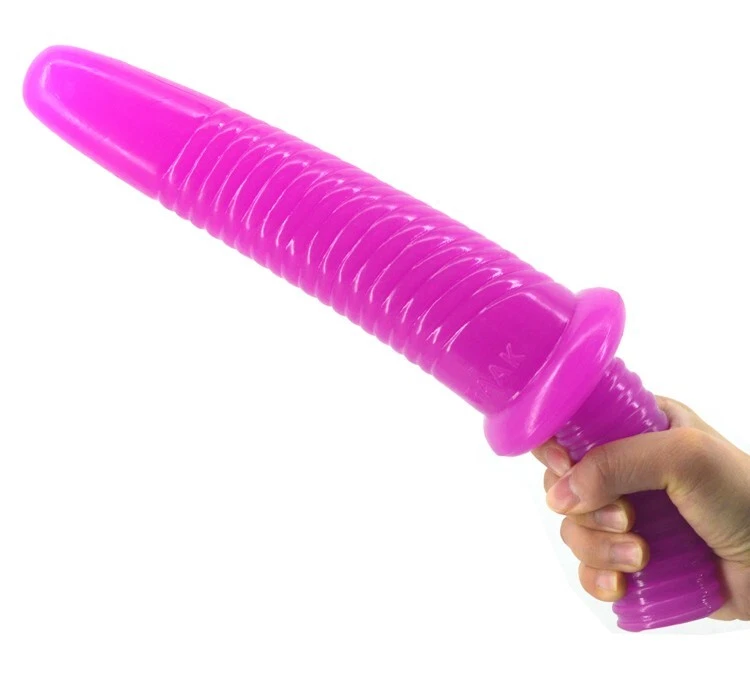 Graduated Anal Trainer 12 Inch Progressive Silicone Butt Plug with Handle