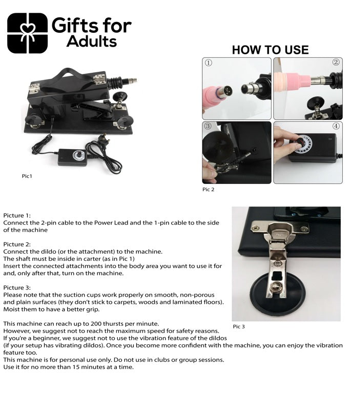 Premium Sex Machine with 3 Dildos & Extension Poles UK