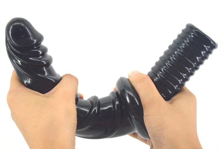 Silicone Butt Plug 11 Inch Spiral Anal Trainer with Handle - Progressive Beaded Dildo