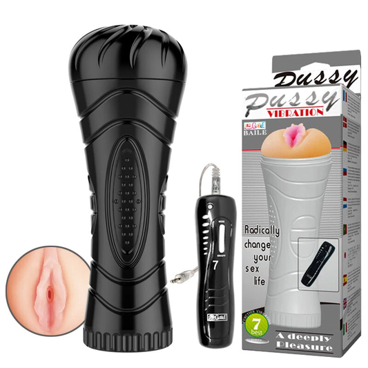 Realistic Vibrating Male Masturbator 7 Speed Stroker with Textured Interior